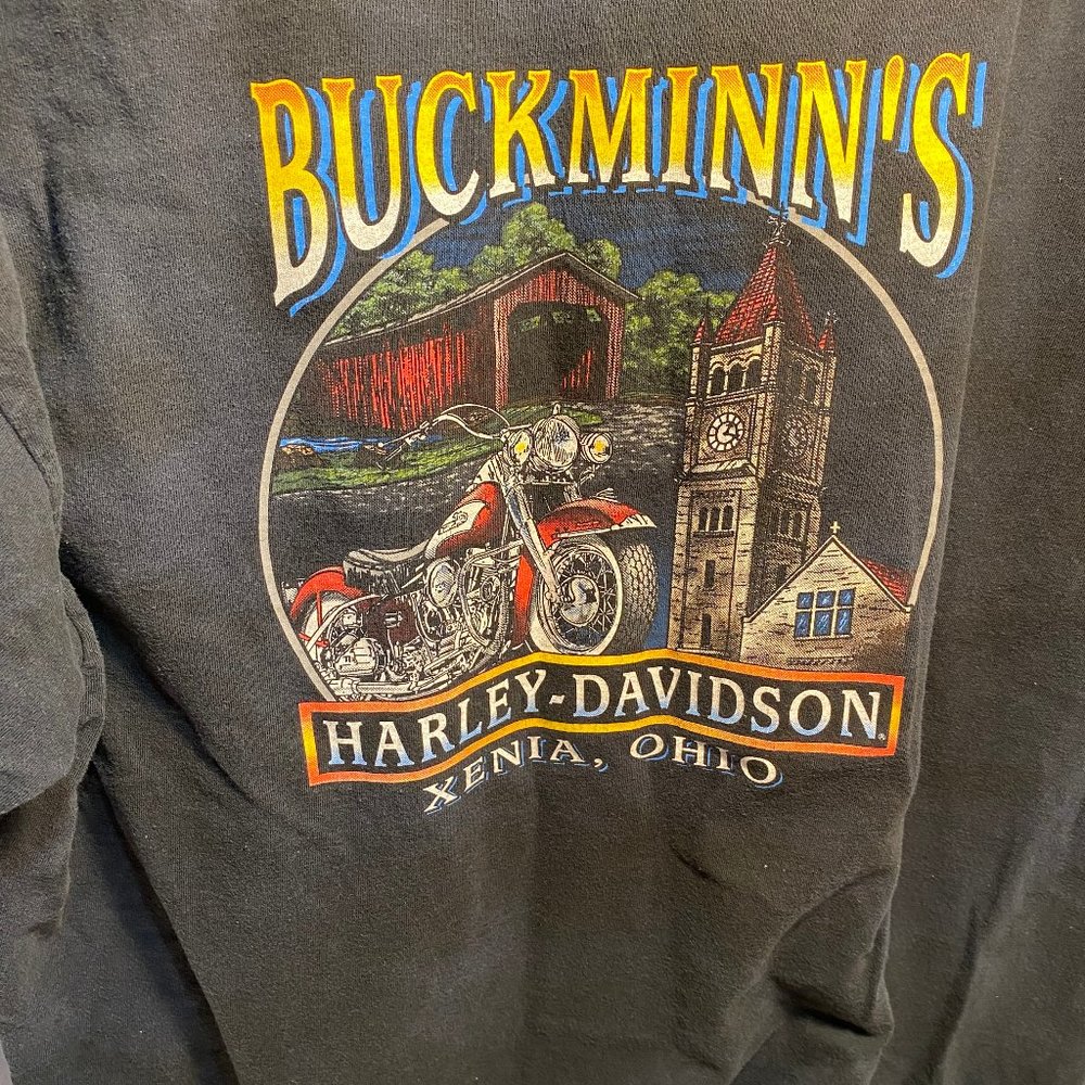 Mens Size 2XL Black Pocket Harley Davidson T-Shirt Buckminn's Xenia Ohio